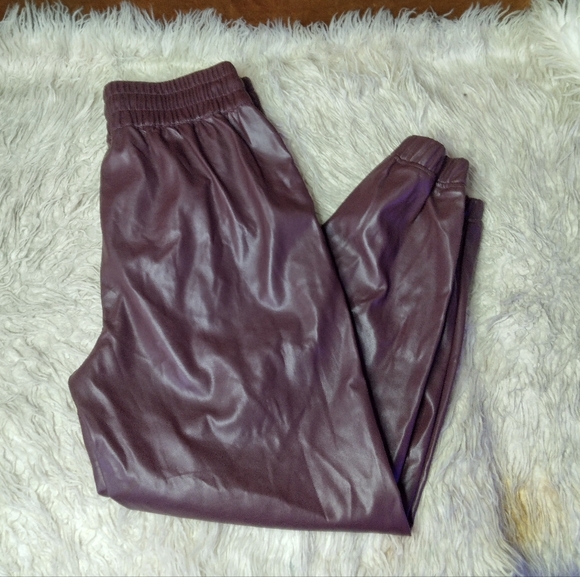 New Blank NYC Faux Leather Drawstring Jogger Color Grape Shake Size S - Picture 2 of 11
